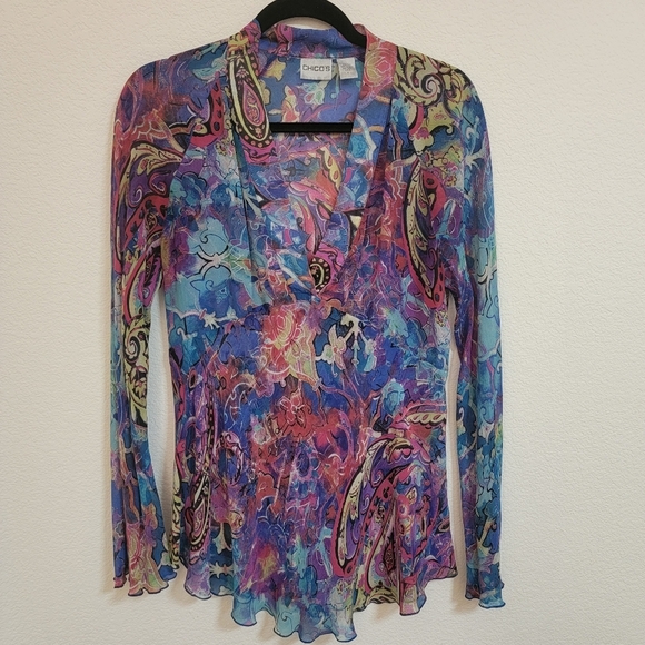 Chico's Colorful Silk Tunic - Picture 1 of 4